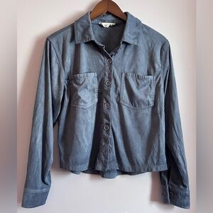 Hippie Rose Blue Suede Button Front Crop Top Size Medium